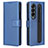 Custodia Portafoglio In Pelle Cover con Supporto BY1 per Samsung Galaxy Z Fold4 5G Blu