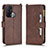 Custodia Portafoglio In Pelle Cover con Supporto BY2 per Oppo Reno5 A Marrone