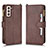 Custodia Portafoglio In Pelle Cover con Supporto BY2 per Samsung Galaxy S22 5G Marrone