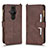 Custodia Portafoglio In Pelle Cover con Supporto BY2 per Sony Xperia PRO-I Marrone