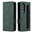 Custodia Portafoglio In Pelle Cover con Supporto BY3 per Samsung Galaxy Z Fold3 5G Verde