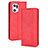 Custodia Portafoglio In Pelle Cover con Supporto BY4 per Oppo Find X5 Pro 5G Rosso