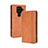 Custodia Portafoglio In Pelle Cover con Supporto BY4 per Sharp Aquos Sense4 Plus Marrone