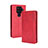 Custodia Portafoglio In Pelle Cover con Supporto BY4 per Sharp Aquos Sense4 Plus Rosso