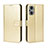 Custodia Portafoglio In Pelle Cover con Supporto BY5 per Oppo Reno8 Lite 5G Oro