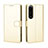 Custodia Portafoglio In Pelle Cover con Supporto BY5 per Sony Xperia 1 IV Oro