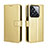 Custodia Portafoglio In Pelle Cover con Supporto BY5 per Xiaomi Mi 14 5G Oro
