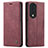 Custodia Portafoglio In Pelle Cover con Supporto C01S per Huawei Honor 80 5G Rosso Rosa