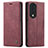Custodia Portafoglio In Pelle Cover con Supporto C01S per Huawei Honor 80 Pro 5G Rosso Rosa