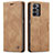 Custodia Portafoglio In Pelle Cover con Supporto C01S per Samsung Galaxy A23 5G Marrone Chiaro