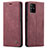 Custodia Portafoglio In Pelle Cover con Supporto C01S per Samsung Galaxy A51 4G Rosso Rosa