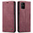 Custodia Portafoglio In Pelle Cover con Supporto C01S per Samsung Galaxy A71 5G Rosso Rosa