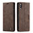 Custodia Portafoglio In Pelle Cover con Supporto C01S per Samsung Galaxy M10 Marrone