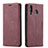 Custodia Portafoglio In Pelle Cover con Supporto C01S per Samsung Galaxy M30 Rosso Rosa