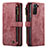 Custodia Portafoglio In Pelle Cover con Supporto C01S per Samsung Galaxy S21 5G Rosso