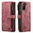 Custodia Portafoglio In Pelle Cover con Supporto C01S per Samsung Galaxy S23 5G Rosso