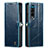 Custodia Portafoglio In Pelle Cover con Supporto C01S per Samsung Galaxy Z Fold3 5G Blu