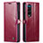 Custodia Portafoglio In Pelle Cover con Supporto C01S per Samsung Galaxy Z Fold3 5G Rosso