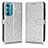 Custodia Portafoglio In Pelle Cover con Supporto C01X per Motorola Moto Edge 30 5G Argento