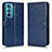 Custodia Portafoglio In Pelle Cover con Supporto C01X per Motorola Moto Edge 30 5G Blu