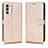 Custodia Portafoglio In Pelle Cover con Supporto C01X per Motorola MOTO G52 Oro