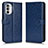 Custodia Portafoglio In Pelle Cover con Supporto C01X per Motorola Moto G52j 5G Blu