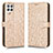 Custodia Portafoglio In Pelle Cover con Supporto C01X per Samsung Galaxy F22 4G Oro