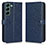 Custodia Portafoglio In Pelle Cover con Supporto C01X per Samsung Galaxy S22 5G Blu