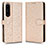 Custodia Portafoglio In Pelle Cover con Supporto C01X per Sony Xperia 1 IV Oro