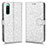 Custodia Portafoglio In Pelle Cover con Supporto C01X per Sony Xperia 10 IV Argento