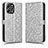 Custodia Portafoglio In Pelle Cover con Supporto C01X per Xiaomi Redmi 12 4G Argento