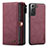 Custodia Portafoglio In Pelle Cover con Supporto C02S per Samsung Galaxy S23 Plus 5G Rosso