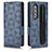 Custodia Portafoglio In Pelle Cover con Supporto C02X per Samsung Galaxy Z Fold3 5G Blu