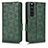 Custodia Portafoglio In Pelle Cover con Supporto C02X per Sony Xperia 1 III Verde