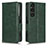 Custodia Portafoglio In Pelle Cover con Supporto C02X per Sony Xperia 1 V Verde
