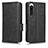 Custodia Portafoglio In Pelle Cover con Supporto C02X per Sony Xperia 5 IV Nero