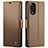 Custodia Portafoglio In Pelle Cover con Supporto C03S per Oppo Reno8 T 4G Marrone