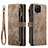 Custodia Portafoglio In Pelle Cover con Supporto C03S per Samsung Galaxy A12 Nacho Marrone