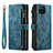 Custodia Portafoglio In Pelle Cover con Supporto C03S per Samsung Galaxy F12 Blu
