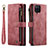 Custodia Portafoglio In Pelle Cover con Supporto C03S per Samsung Galaxy F12 Rosso