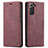 Custodia Portafoglio In Pelle Cover con Supporto C03S per Samsung Galaxy S21 FE 5G Rosso Rosa