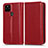 Custodia Portafoglio In Pelle Cover con Supporto C03X per Google Pixel 5 XL 5G Rosso