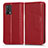 Custodia Portafoglio In Pelle Cover con Supporto C03X per Oppo A74 4G Rosso