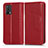 Custodia Portafoglio In Pelle Cover con Supporto C03X per Oppo F19 Rosso