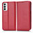Custodia Portafoglio In Pelle Cover con Supporto C03X per Samsung Galaxy M23 5G Rosso