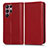 Custodia Portafoglio In Pelle Cover con Supporto C03X per Samsung Galaxy S23 Ultra 5G Rosso