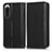 Custodia Portafoglio In Pelle Cover con Supporto C03X per Sony Xperia 5 IV Nero