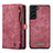 Custodia Portafoglio In Pelle Cover con Supporto C04S per Samsung Galaxy S21 5G Rosso