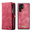 Custodia Portafoglio In Pelle Cover con Supporto C04S per Samsung Galaxy S21 Ultra 5G Rosso