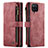 Custodia Portafoglio In Pelle Cover con Supporto C05S per Samsung Galaxy A12 Rosso